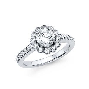 14K White Gold Round Engagement Wedding Ring